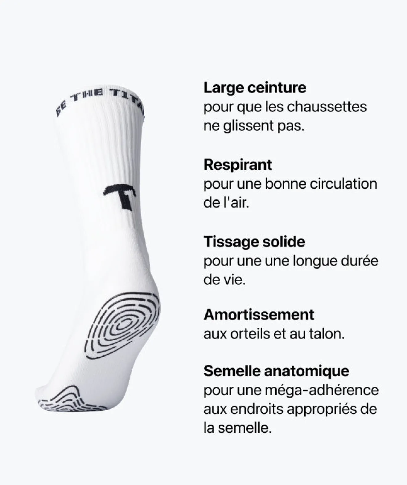 T1TAN Grip Socks - Blanc- Chaussettes
